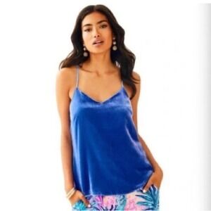 Lilly Pulitzer Women's XS Dusk Top Royal Purple Velvet Cami‎ Tank Velvetcore